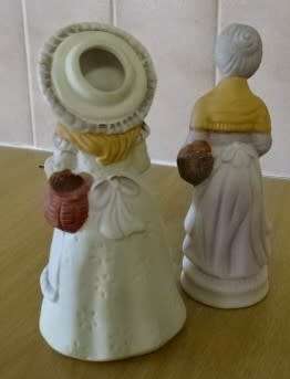 TWO BEAUTIFUL CERAMIC FIGURINES, THE OLD LADY AND THE SEAMSTRESS