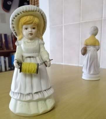 TWO BEAUTIFUL CERAMIC FIGURINES, THE OLD LADY AND THE SEAMSTRESS