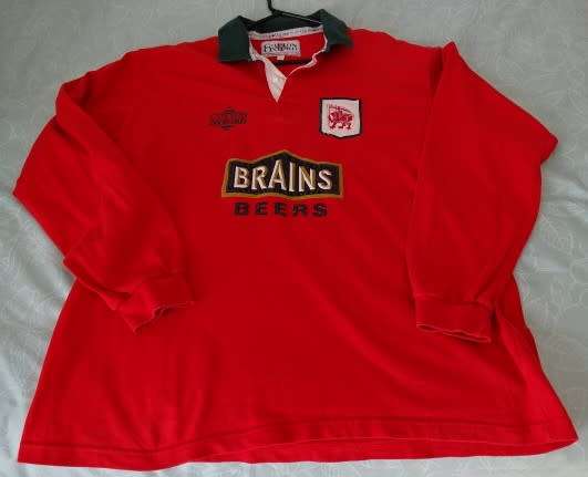 LONDON WELSH RFC CLASSIC RUGBY SHIRT/JERSEY 1995 -LONDON WELSH(SPONSOR: BRAINS BEER)XL COTTON OXFORD