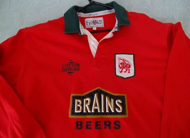 LONDON WELSH RFC CLASSIC RUGBY SHIRT/JERSEY 1995 -LONDON WELSH(SPONSOR: BRAINS BEER)XL COTTON OXFORD