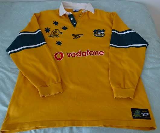 REEBOK WALLABIES AUSTRALIA OLD VINTAGE WORLD RUGBY JERSEY(1899-1999)  SIZE XL