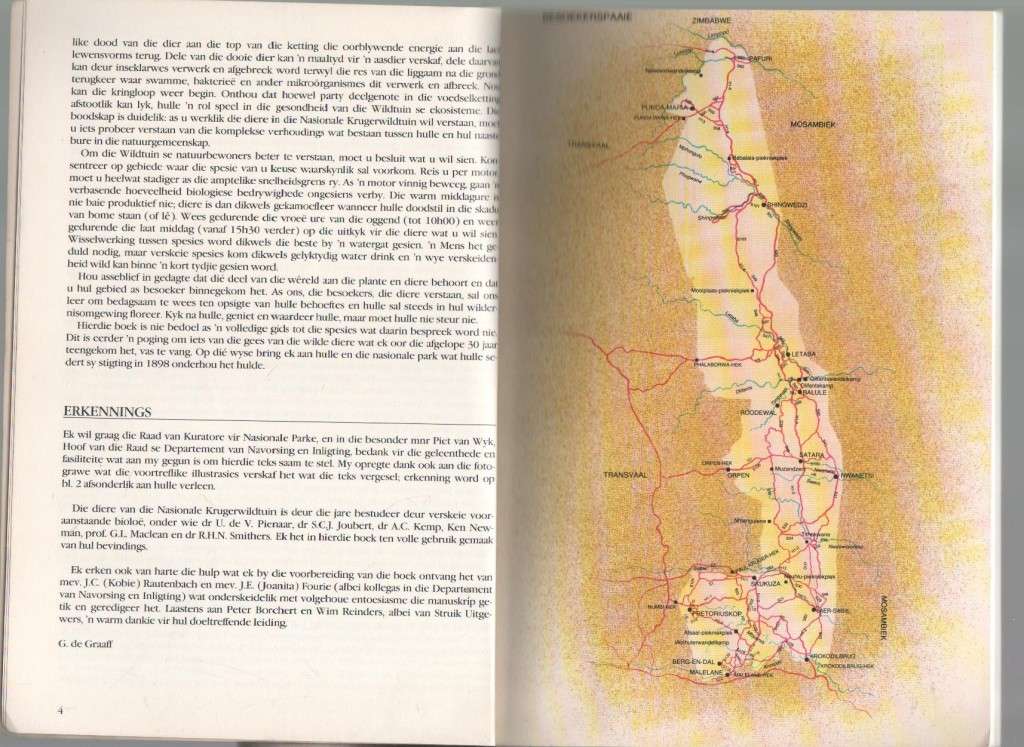 DIERE VAN DIE NASIONALE KRUGERWILDTUIN - G DE GRAAFF (1 STE UITGAWE 1987)