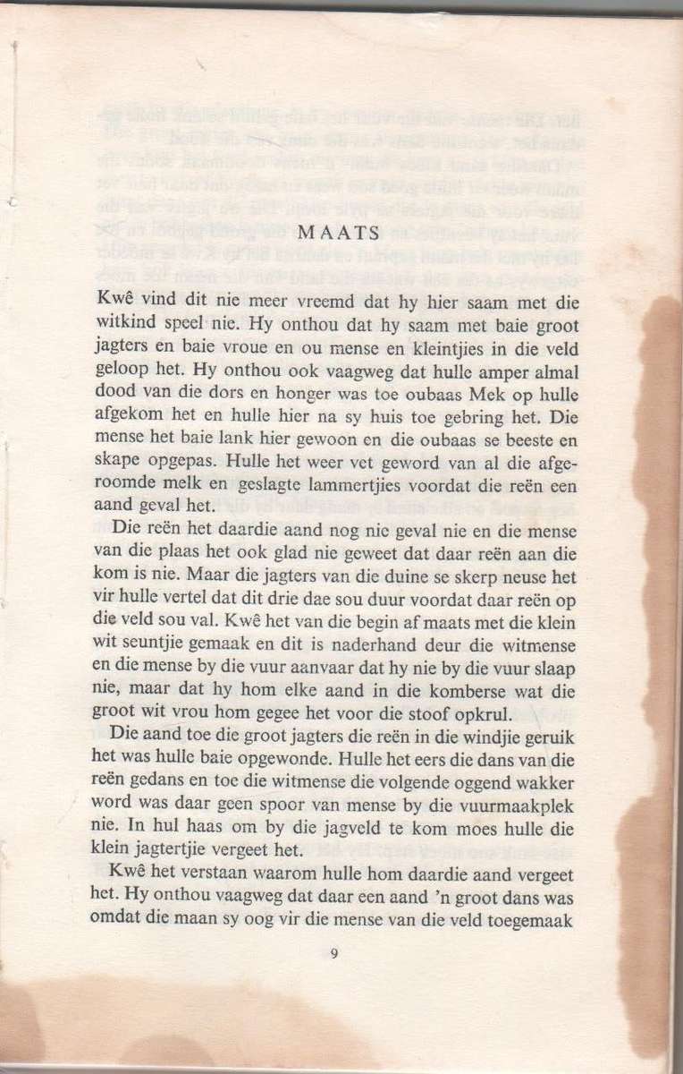 KWE DIE VERKLIKKER - JAN J VAN DER POST (1970) BOESMANVERHAAL.