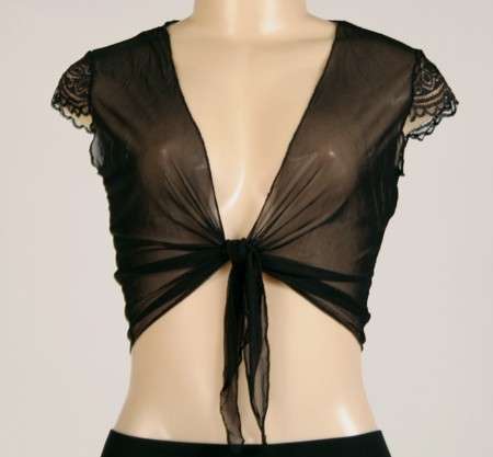 BLACK SHORT SLEEVED BOLERO STYLE TOP