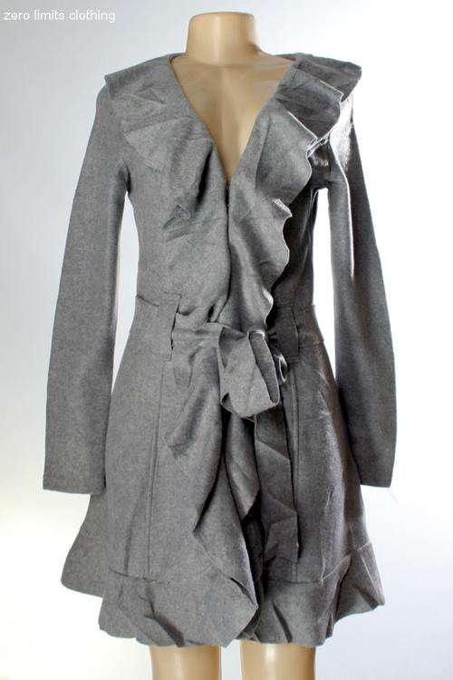 GREY FRILL COAT/CARDIGAN