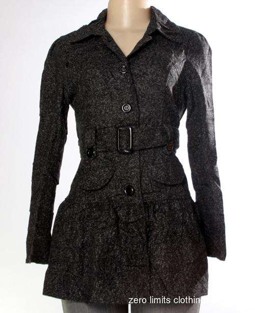 BLACK & GREY TWEED EFFECT COAT