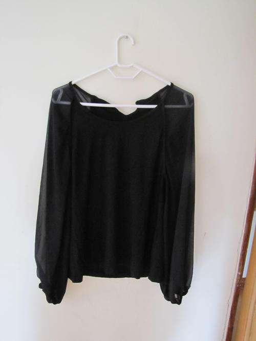 Size 14 Black top with chiffon sleeves Ex Woolies