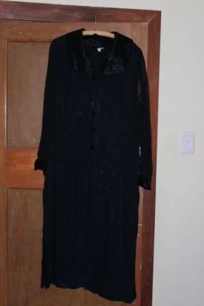 Vintage black Size XXL Coat - with Chiffon sleeves and satin trim