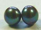 Black freshwater pearl studs