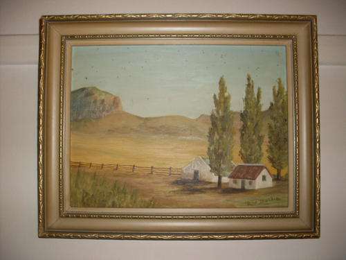 On a farm at Jaggers fontein - Artist Ron Duthie oil paint on hardboard