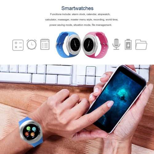 NEW Y1 BLUETOOTH SMARTWATCHES, OWN SIM SLOT 32GB MEMORY SLOT. BLACK, WHITE, SKY BLUE ,PINK