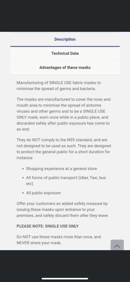 BLACK FACE MASKS POLYPROPYLENE NON-VOMEN (120) PER ORDER MINIMUM. LOCAL STOCK