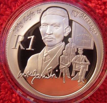 Silver R1 Proof 2008.  Mahatma Gandhi.