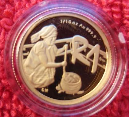 1/10 th Oz Gold.  Proof.   Bapedi People.   Cultural Series 2009