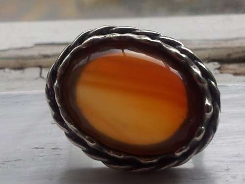 Carnelian Sterling Silver Victorian Brooch.  Hallmarked 1875.