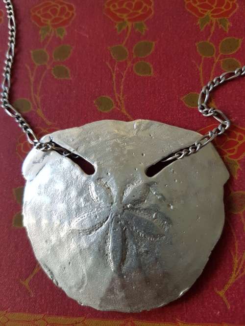 Huge Life Size Solid Sterling Silver  Pansy Shell Pendant. 56.4 grams of solid silver!!