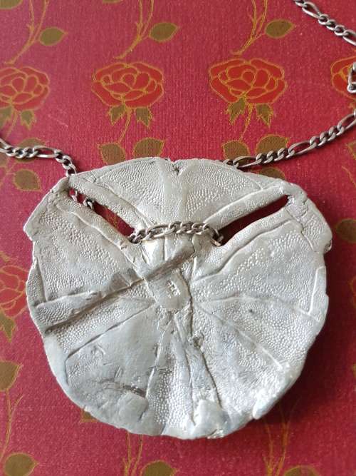 Huge Life Size Solid Sterling Silver  Pansy Shell Pendant. 56.4 grams of solid silver!!