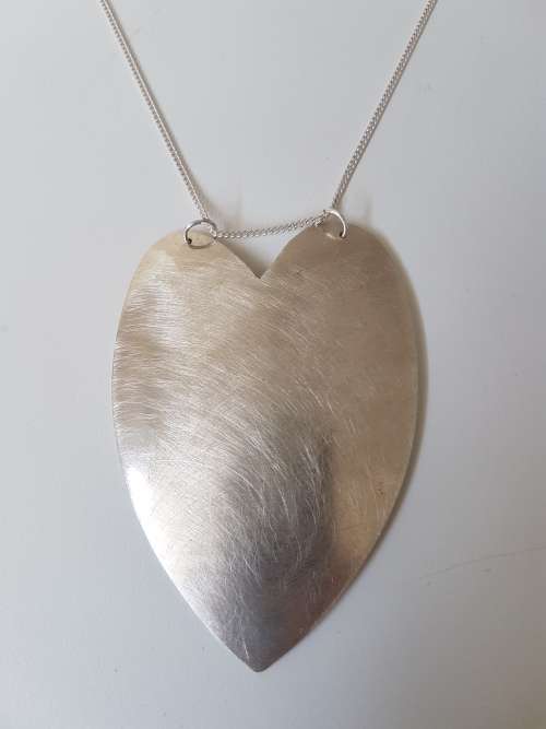 NEW Huge Solid Sterling Silver Heart Pendant, Marked 925. 21 grams!!