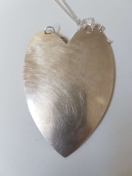 NEW Huge Solid Sterling Silver Heart Pendant, Marked 925. 21 grams!!
