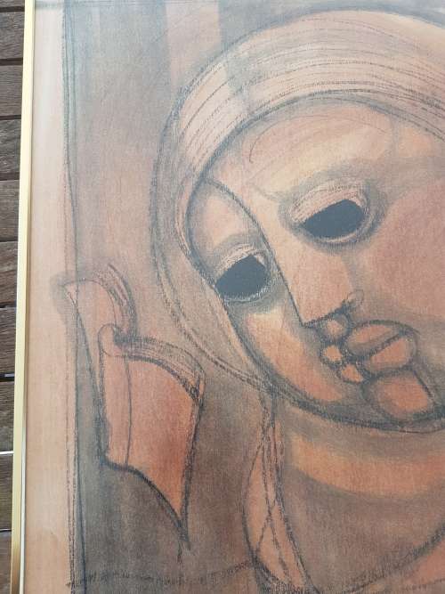 Ben Macala (1938-1997) . The Book Reader. Mixed media, signed and framed. Excellent condition.