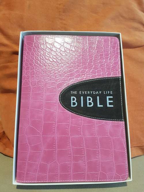 The Everyday Life Bible. Fashion Edition. Amplified. Joyce Meyer. Pink leather with espresso inset.