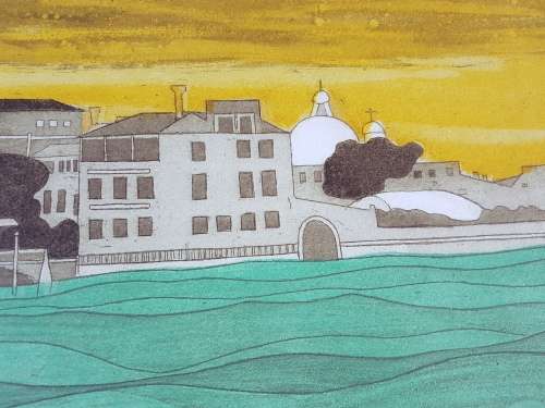 John Brunsdon (1933-). Hotel Cipriani, Venice. Limited Edition Etching with Aquatint. 13/150.
