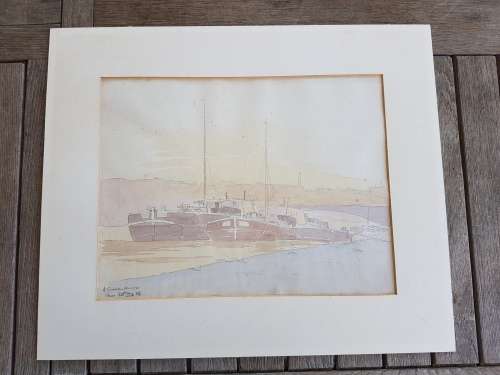 Alexander Graham Munro ( 1903-1985). Original drawing of Notre Dame, Paris and watercolour of Seine.