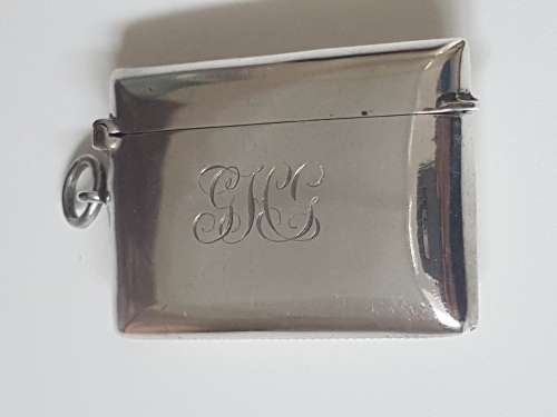Sterling Silver Letter Locket Vesta Case Pendant.  Edwardian 1904 hallmark. Heavy, 33.4 grammes.