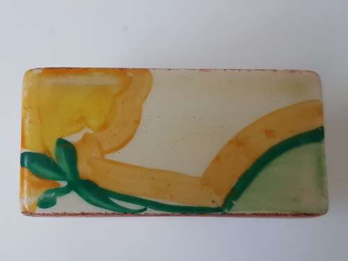 Clarice Cliff Nasturtium Bizarre Napkin Ring Circle in Square Shape. c. 1933 Art Deco.