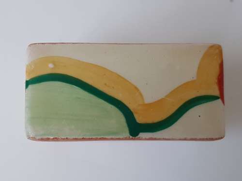 Clarice Cliff Nasturtium Bizarre Napkin Ring Circle in Square Shape. c. 1933 Art Deco.
