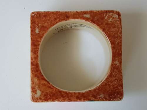 Clarice Cliff Nasturtium Bizarre Napkin Ring Circle in Square Shape. c. 1933 Art Deco.