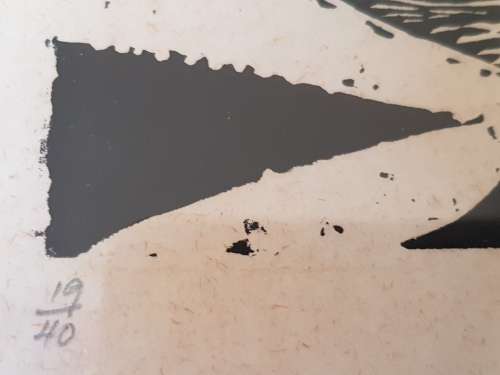 Bongiwe Dhlomo. Removals IV. Against our Will. Limited Edition Linocut 19/40. Rare Rorkes Drift art.