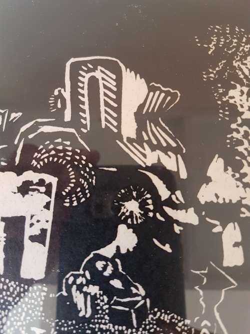 Bongiwe Dhlomo. Removals IV. Against our Will. Limited Edition Linocut 19/40. Rare Rorkes Drift art.