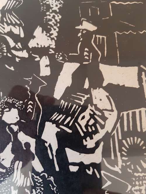 Bongiwe Dhlomo. Removals IV. Against our Will. Limited Edition Linocut 19/40. Rare Rorkes Drift art.