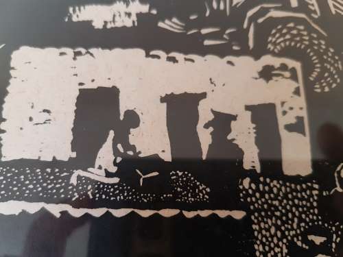 Bongiwe Dhlomo. Removals IV. Against our Will. Limited Edition Linocut 19/40. Rare Rorkes Drift art.