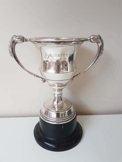 Large Silver Plated Trophy Twin Handled on Plinth. Excellent Condition.