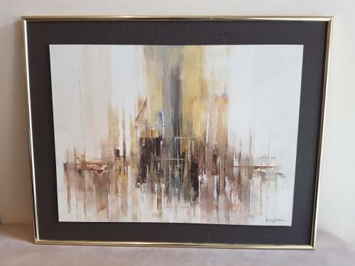 Julian D. Fisher. South African and Australian artist. Oil on Board, Framed and Signed. Abstract.