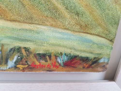 Hester de Vos. Original Oil . Massive . Overberg Landscape with Abstract elements.