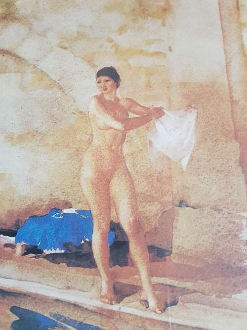 William Russell Flint. Print of Nudes titled In Classic Provence. Framed.
