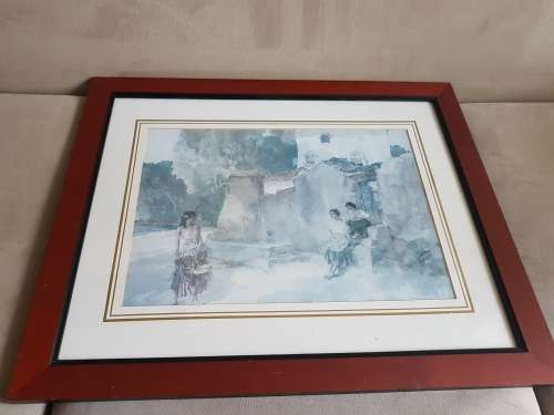 William Russell Flint. Print of Figures in Blue Shades Framed.