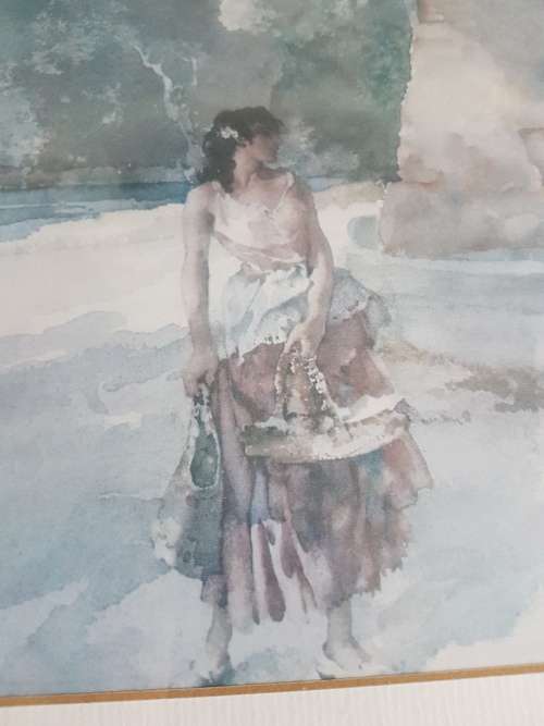 William Russell Flint. Print of Figures in Blue Shades Framed.