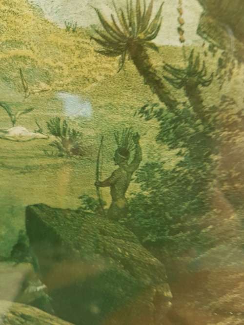 Thomas Baines. Bushmen hunting a herd of heterogenous game. LARGE PRINT, FRAMED.