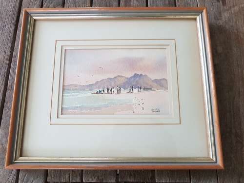 Peter Mills Muizenberg, Cape Town. Original watercolour, hand signed and dated. Superb frame.