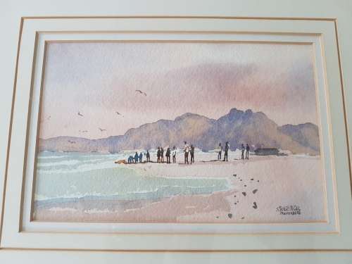 Peter Mills Muizenberg, Cape Town. Original watercolour, hand signed and dated. Superb frame.