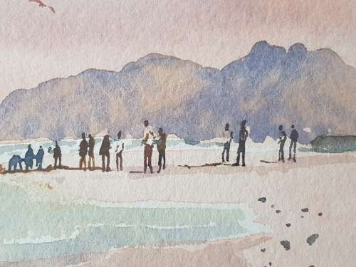 Peter Mills Muizenberg, Cape Town. Original watercolour, hand signed and dated. Superb frame.
