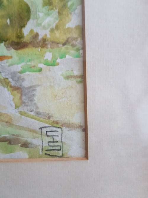 Watercolour Rural Cape Autumn Scene c. 1940. Signed with monogramme. Framed.