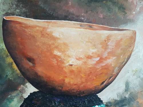 Sandile Sibiya. Huge Original Oil of Zulu Maiden. Framed. Signed.