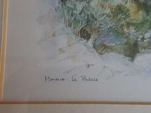 Watercolour print of Monaco, Prince's Palace, great new patterned white frame.