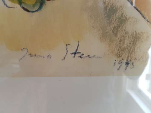 Irma Stern.Limited Edition Portfolio Print. Wine farm labourer with grapes. Excellent cond. , Framed