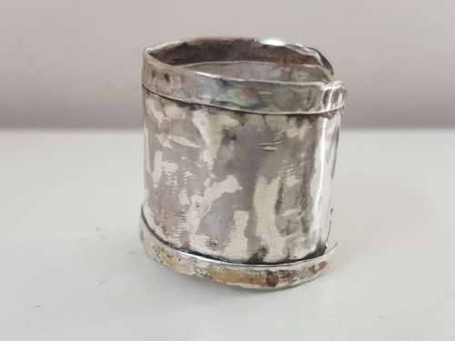 Solid Sterling Silver Rough Finish Man's Ring with HALLMARK.